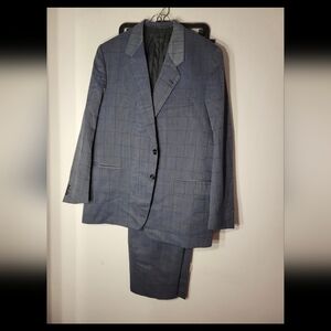 Tino Anastasi Monte-Carlo Gray Blue Check Suit Jacket & Pants – 42R / W36xL30